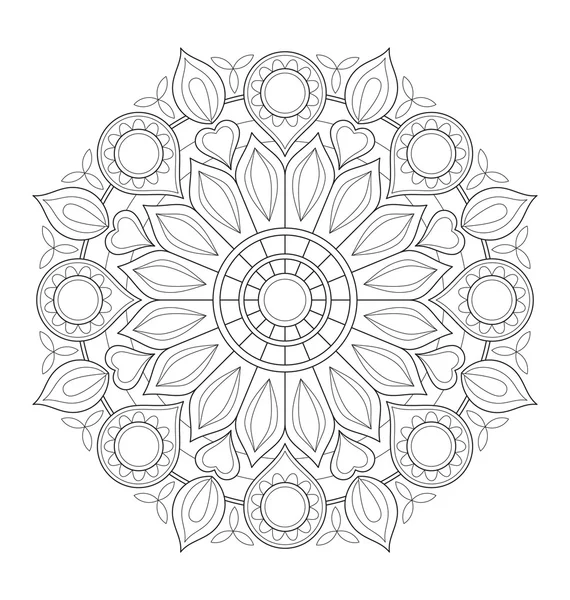 Mandala illustration for adult coloring — Stock Vector