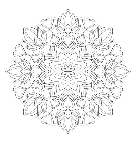Mandala illustration for adult coloring — Stock Vector
