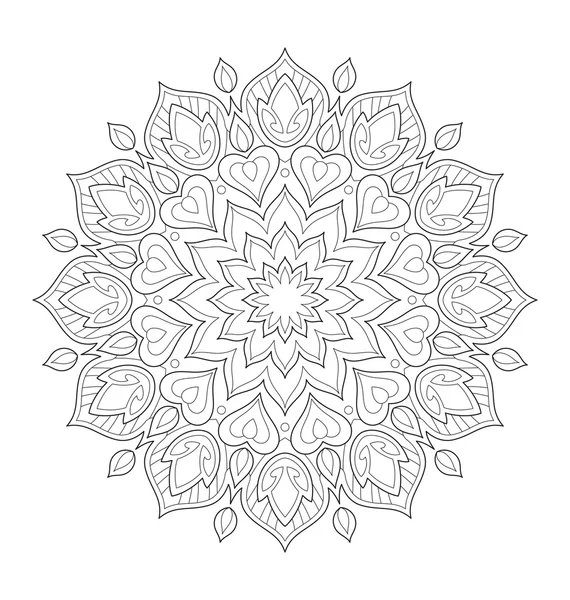 Mandala illustration for adult coloring — Stock Vector