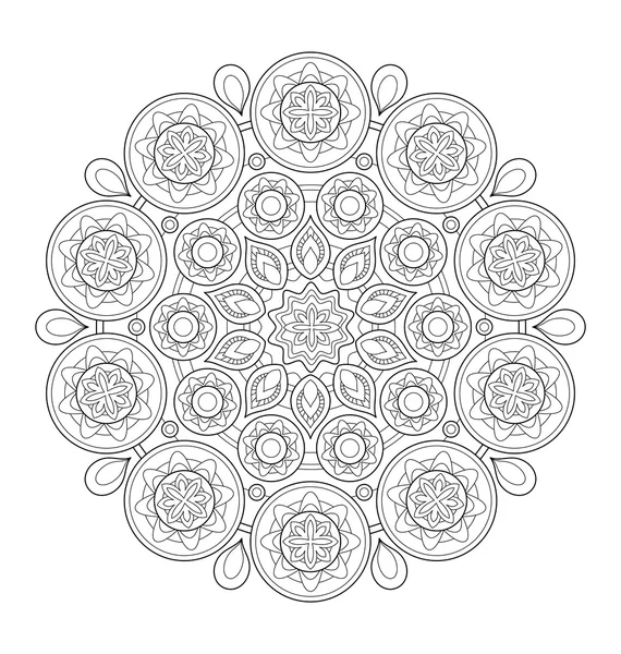 Mandala Illustration für Erwachsene Färbung — Stockvektor