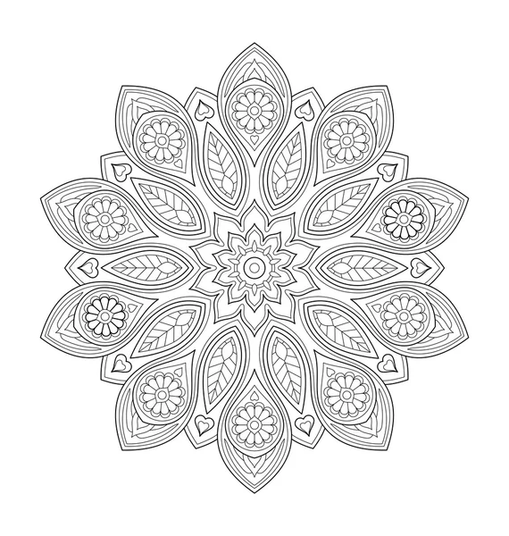 Ilustración mandala para colorear adulto — Vector de stock