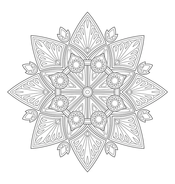 Mandala Illustration für Erwachsene Färbung — Stockvektor