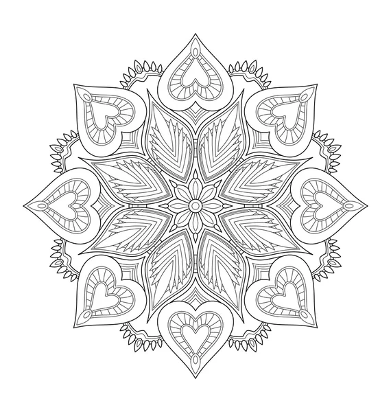 Mandala illustration for adult coloring — Stock Vector