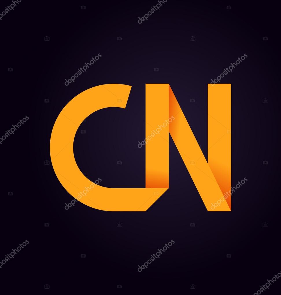 Minimalist and modern CN two letter composition for initial, logo or signature