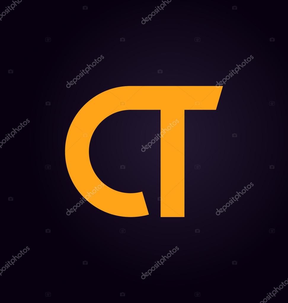 Minimalist and modern CT two letter composition for initial, logo or signature