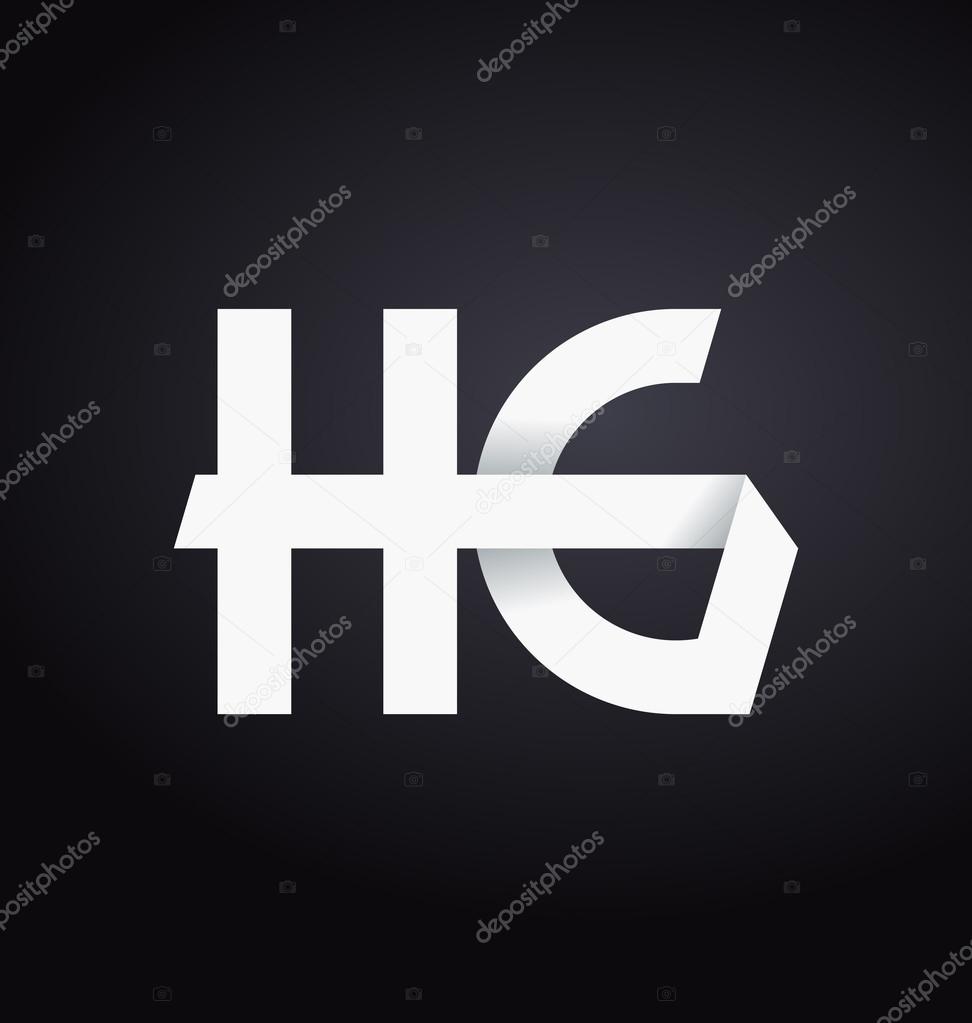 Minimalist and modern HG two letter composition for initial, logo or signature