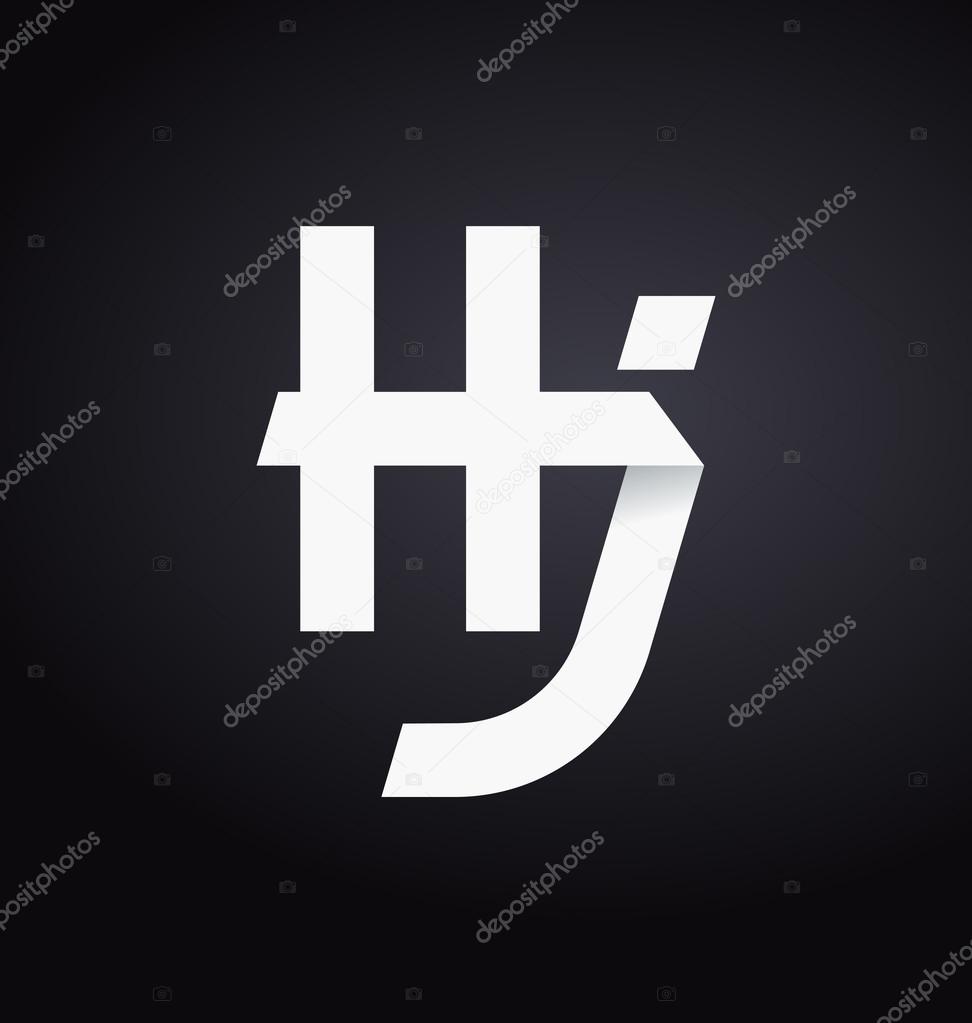 Minimalist and modern HJ two letter composition for initial, logo or signature