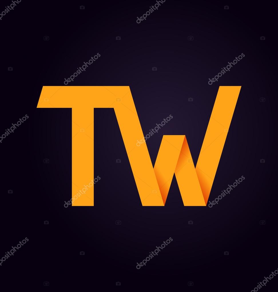 Minimalist and modern TW two letter composition for initial, logo or signature