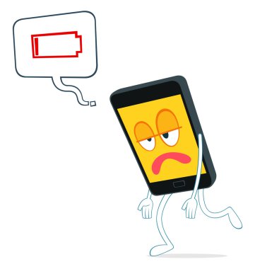 illustration of exhausted smartphone clipart
