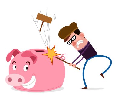 zor hırsız piggy banka kırma için başarısız oldu