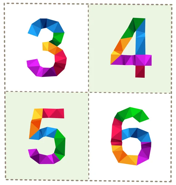 Numero poligonale colorato — Vettoriale Stock