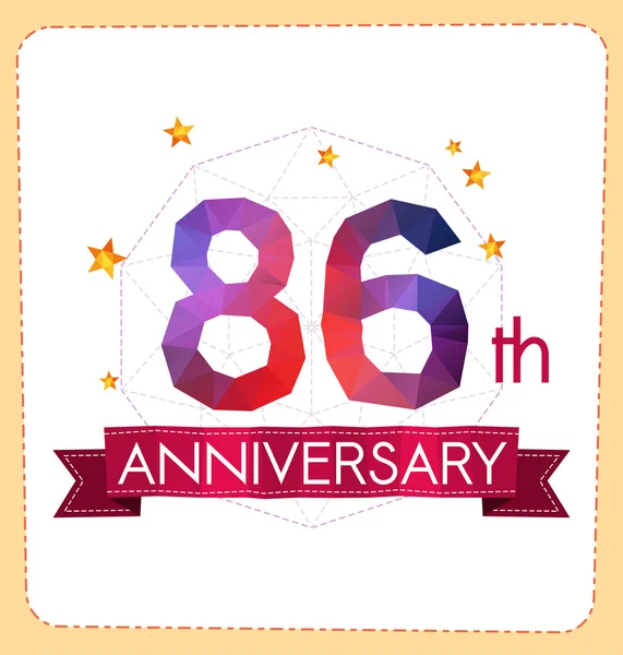 Número poligonal logotipo aniversário — Vetor de Stock