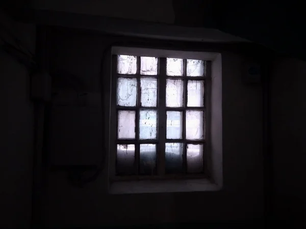 Dark Dirty Window Bars Room — Stock Photo, Image