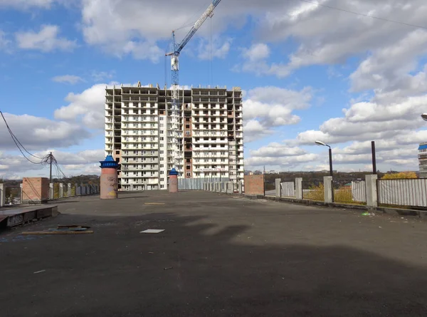 Rússia Novosibirsk 2016 Construção Civil Com Guindaste Telhado Para Indústria — Fotografia de Stock