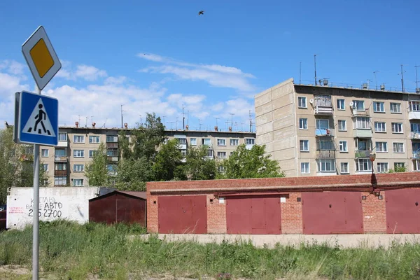 Ryssland Novosibirsk 2019 Byggnader Privat Garage För Förvaring Bilar Lådor — Stockfoto