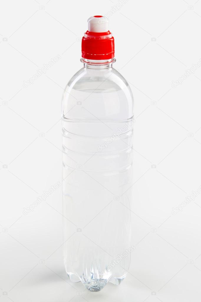 Water bottle and glasss isolated on white background