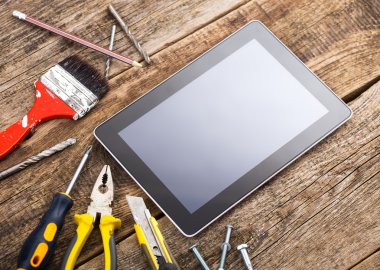 Ahşap tex Oluşturucusu ve tablet PC'de farklı donatım araçları