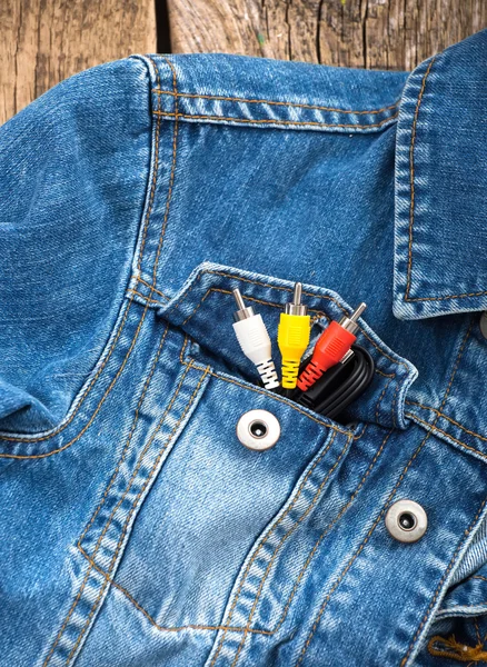 Cable in jeans pocket — Stock Photo, Image