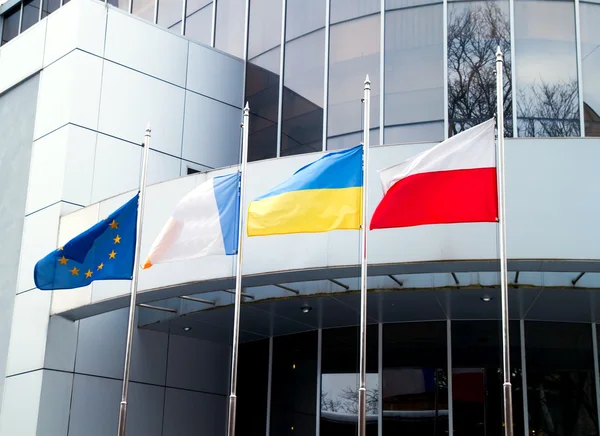 Avrupa Birliği, Ukrayna, Polonya ve diğer bayraklar o