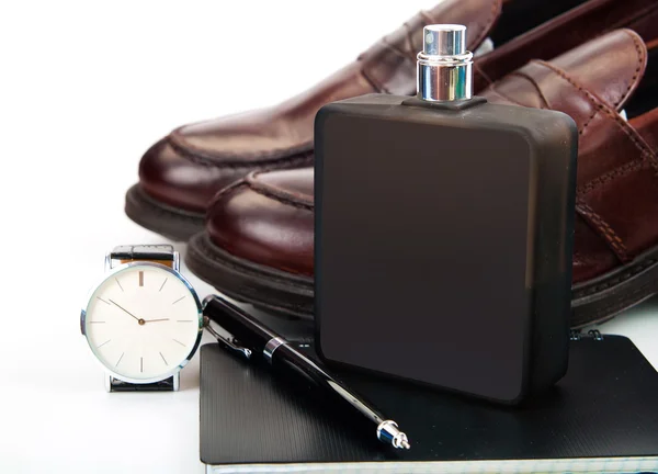 Klassisches Business Gentleman Set (Uhr, Schuhe, Parfüm, Kugelschreiber, da — Stockfoto