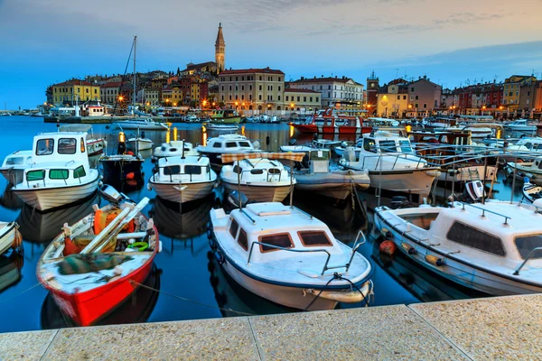 Magical dawn with Rovinj old town, Istria region, Croatia, Europe — стоковое фото