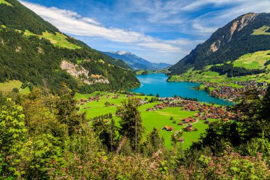 Lake Lungernsee görünümü Brunig pass, İsviçre, Avrupa