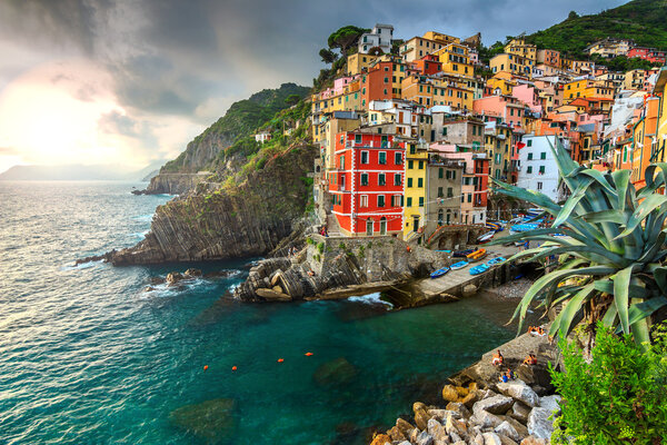 Riomaggiore village on the Cinque Terre coast of Italy,Europe