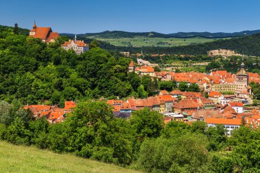Ünlü ortaçağ şehir olan Sighisoara, Transilvanya, Romanya, Europe