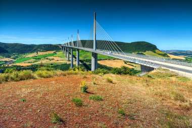 Millau, Aveyron bölge, Fransa, muhteşem ünlü viyadük Europe
