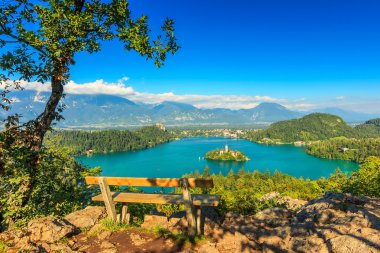 Bled Gölü Panoraması, Slovenya, Avrupa