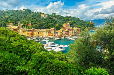Ünlü Portofino Köyü ve Lüks Yatlar, Liguria, İtalya, Europe