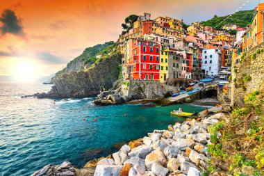 cinque terre Sahili, İtalya, Avrupa Riomaggiore Köyü