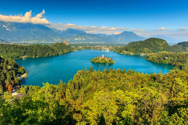 Impresionante Bled Lake panorama, Eslovenia, Europa Imagen de archivo