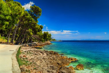 Kayalık sahil şeridi, Brela, Dalmaçya, Hırvatistan, Avrupa ile çarpıcı beach 