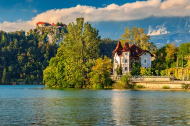 Lake Bled ve Bled Kalesi, Slovenya, Avrupa