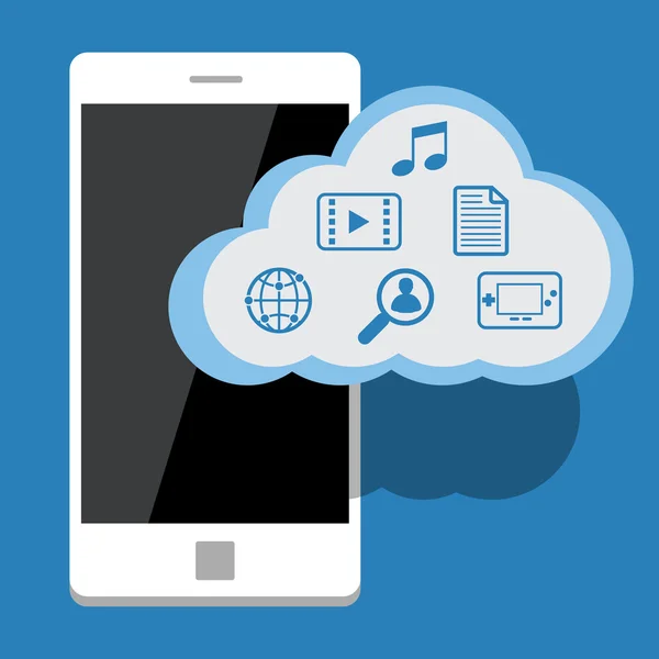 Cloud Computing mit dem Handy — Stockvektor