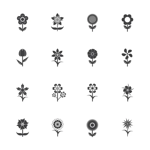 Flower icons set — Stock Vector