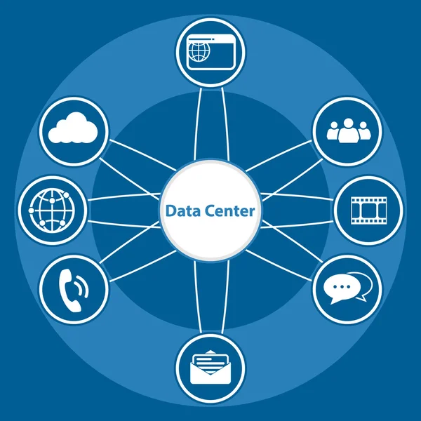 Big Data icon set, Data center and Centralized — Stock Vector