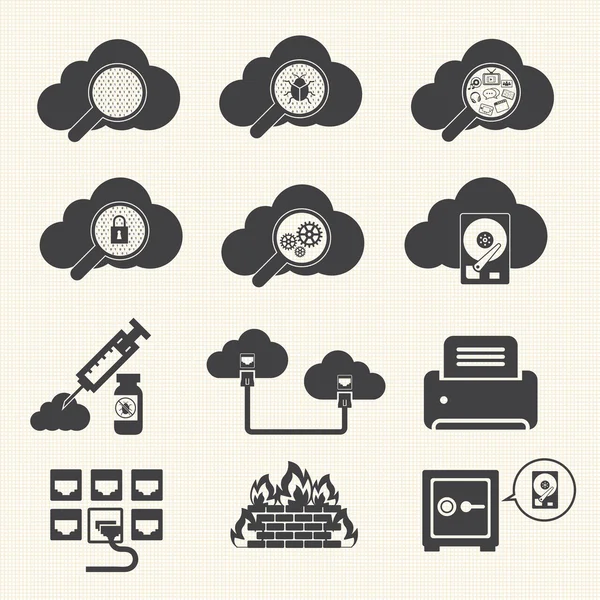 Big data icons set, Cloud computing. — Stock Vector