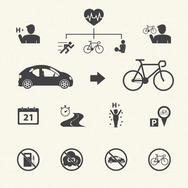 Fiets pictogrammen — Stockvector