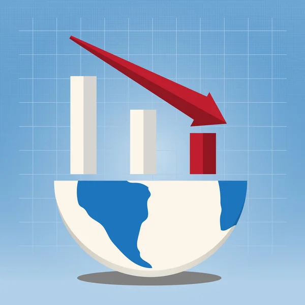 Mondo con grafico delle imprese grafico — Vettoriale Stock