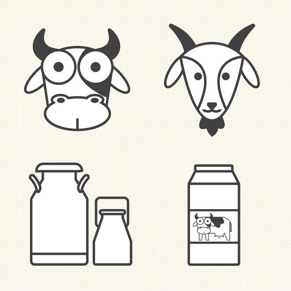 Iconos de leche fresca. Vaca y cabra — Archivo Imágenes Vectoriales