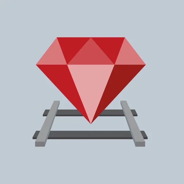Ruby op de spoorlijn, Vector plat ontwerp — Stockvector