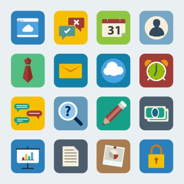 İş İkonları/Simgeleri ayarlayın. Vektör düz tasarımı