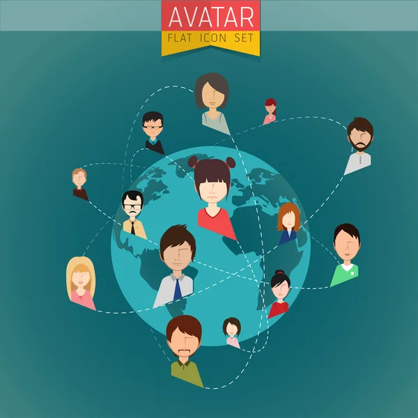 Sieci społecznej avatar ustawiony — Wektor stockowy