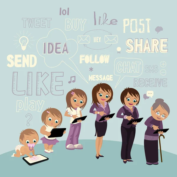 nesiller kadın tablet ile.