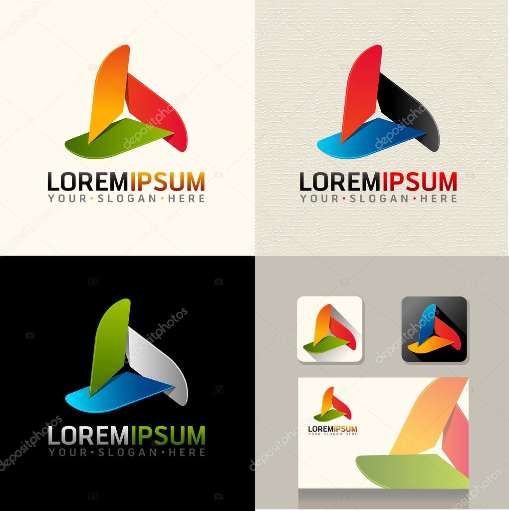 Logo and Abstract web Icons and triangle vector identity symbols. Unusual icons on business card. Graphic design easy editable for Your design.
