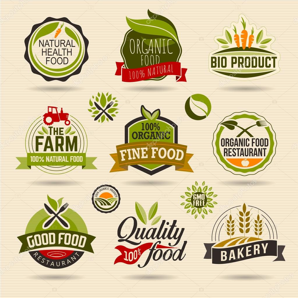 Organic and Ecology Web Icon Set. Eco Logo Organic Food Label and Element Set easy editable for Your design.