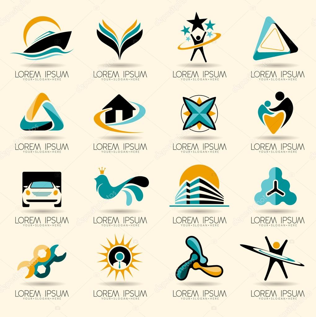 Logo element and Abstract web Icon and globe vector symbol. Unusual icon and sticker set. Graphic design easy editable for Your design.
