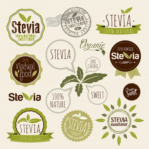 Set de etiquetas de alimentos ecológicos . — Archivo Imágenes Vectoriales